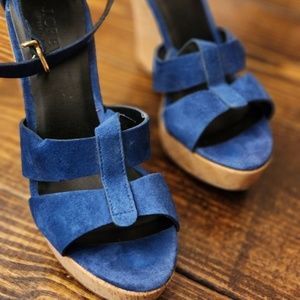 Jcrew Blue Suede wedge heels